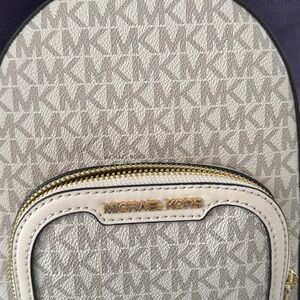 Michael Kors Monogram Cream and Gray Backpack